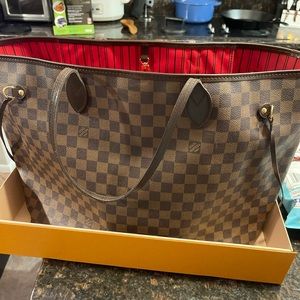 Authentic Louis Vuitton Neverfull GM Damier Ebene with Box and Dust Bag